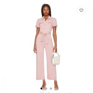 PAIGE Denim | Anessa Pink Denim Jumpsuit from Anthropologie